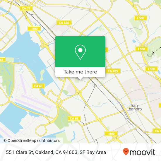 Mapa de 551 Clara St, Oakland, CA 94603