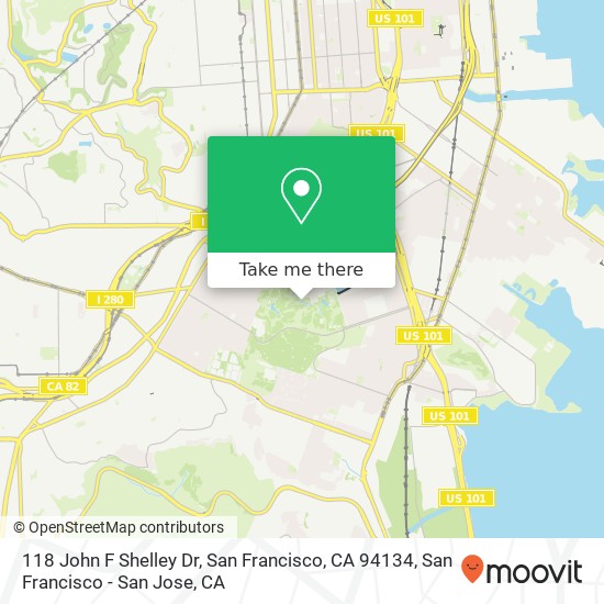 Mapa de 118 John F Shelley Dr, San Francisco, CA 94134