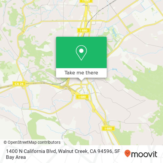 Mapa de 1400 N California Blvd, Walnut Creek, CA 94596