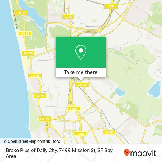 Brake Plus of Daily City, 7499 Mission St map