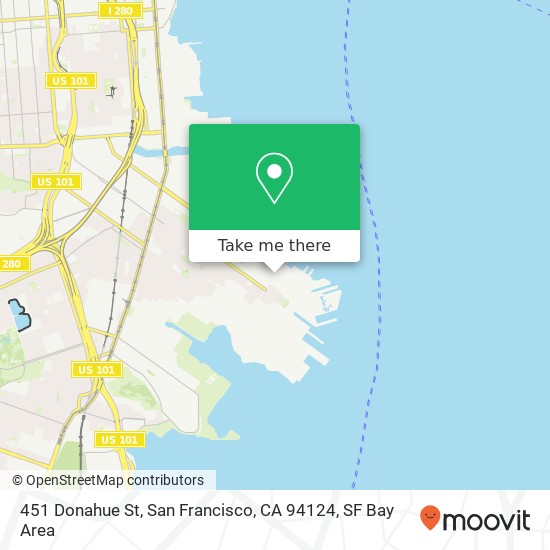 Mapa de 451 Donahue St, San Francisco, CA 94124