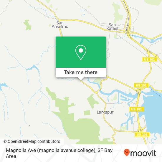 Mapa de Magnolia Ave (magnolia avenue college), Larkspur, CA 94939