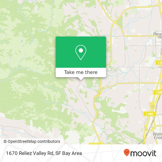 Mapa de 1670 Reliez Valley Rd, Lafayette, CA 94549