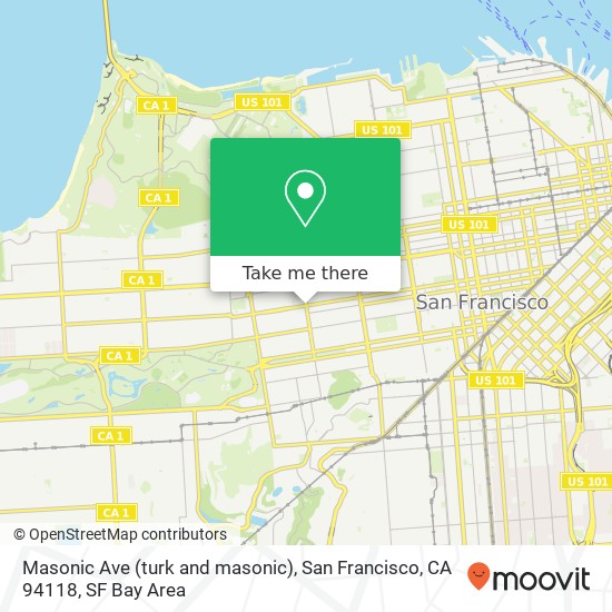 Mapa de Masonic Ave (turk and masonic), San Francisco, CA 94118