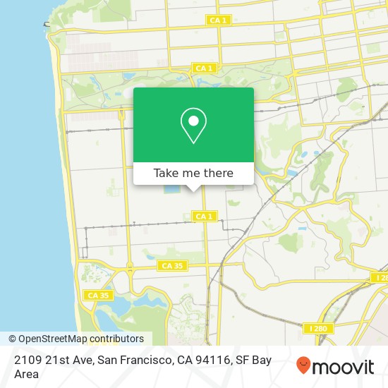 Mapa de 2109 21st Ave, San Francisco, CA 94116