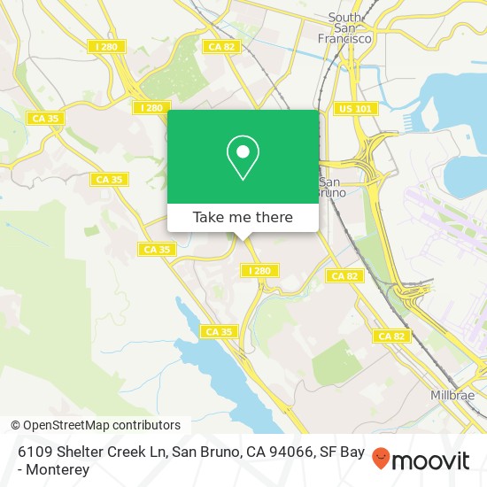 Mapa de 6109 Shelter Creek Ln, San Bruno, CA 94066