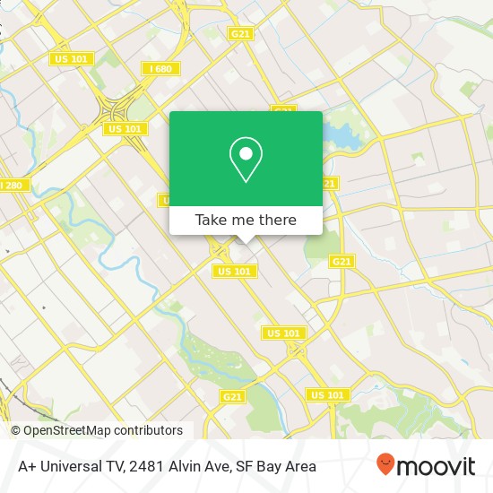 Mapa de A+ Universal TV, 2481 Alvin Ave
