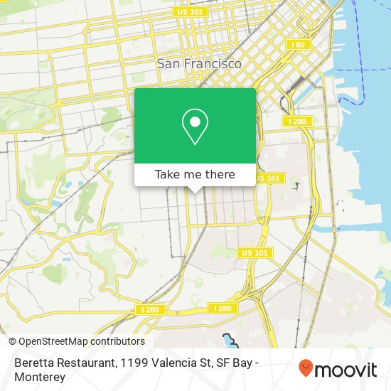 Mapa de Beretta Restaurant, 1199 Valencia St