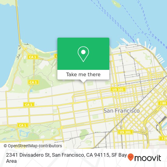 Mapa de 2341 Divisadero St, San Francisco, CA 94115