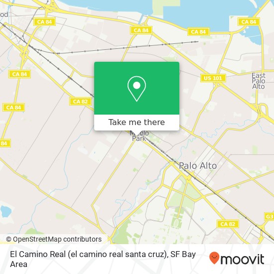 Mapa de El Camino Real (el camino real santa cruz), Menlo Park, CA 94025