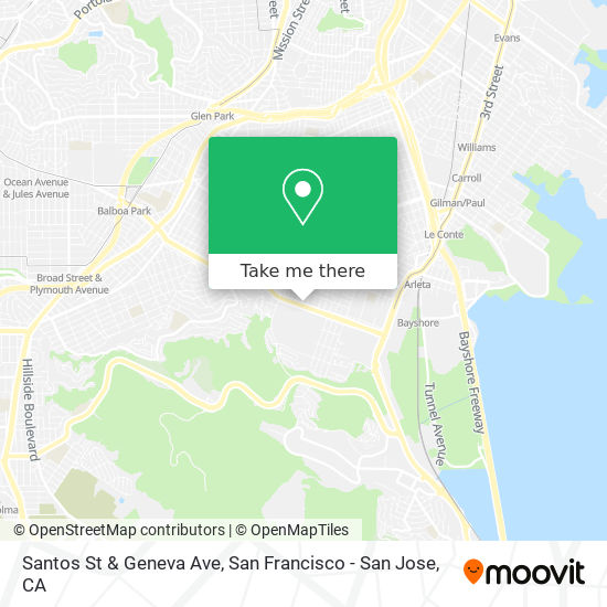 Santos St & Geneva Ave map