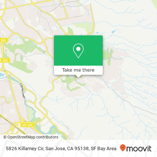 Mapa de 5826 Killarney Cir, San Jose, CA 95138