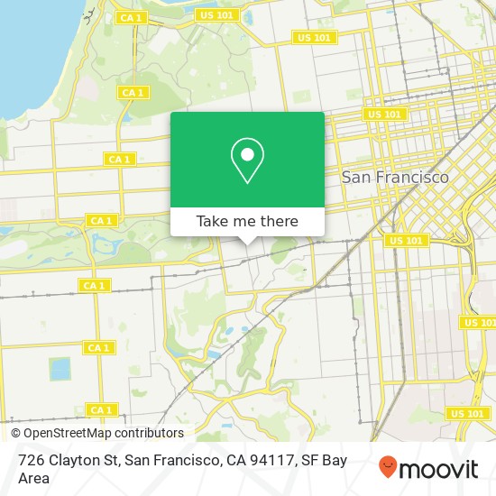 Mapa de 726 Clayton St, San Francisco, CA 94117