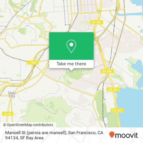 Mapa de Mansell St (persia ave mansell), San Francisco, CA 94134