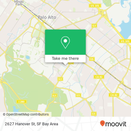 Mapa de 2627 Hanover St, Palo Alto, CA 94304