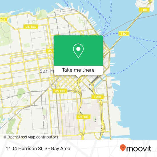 Mapa de 1104 Harrison St, San Francisco, CA 94103