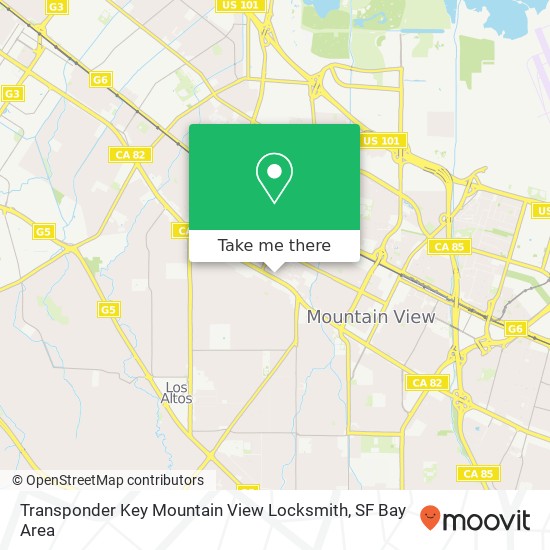 Mapa de Transponder Key Mountain View Locksmith, 2020 W El Camino Real