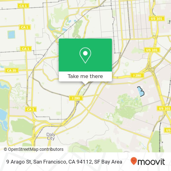 Mapa de 9 Arago St, San Francisco, CA 94112