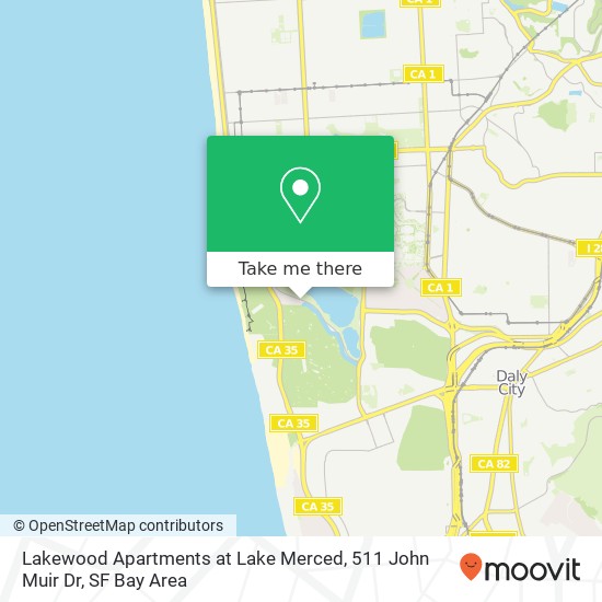 Mapa de Lakewood Apartments at Lake Merced, 511 John Muir Dr