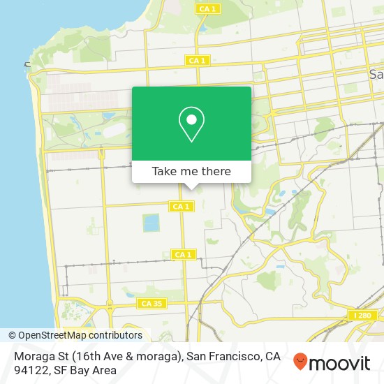 Mapa de Moraga St (16th Ave & moraga), San Francisco, CA 94122