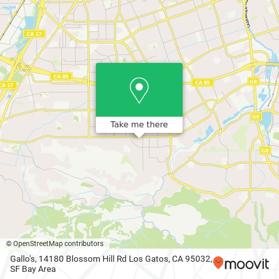 Mapa de Gallo's, 14180 Blossom Hill Rd Los Gatos, CA 95032