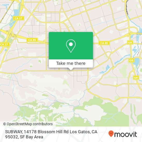 Mapa de SUBWAY, 14178 Blossom Hill Rd Los Gatos, CA 95032