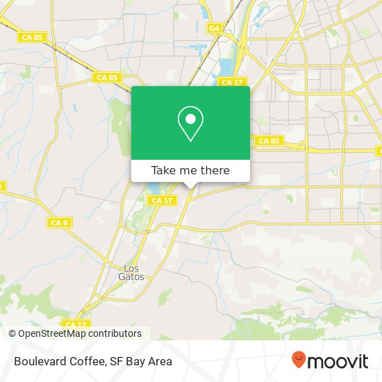 Mapa de Boulevard Coffee, 15525 Los Gatos Blvd Los Gatos, CA 95032