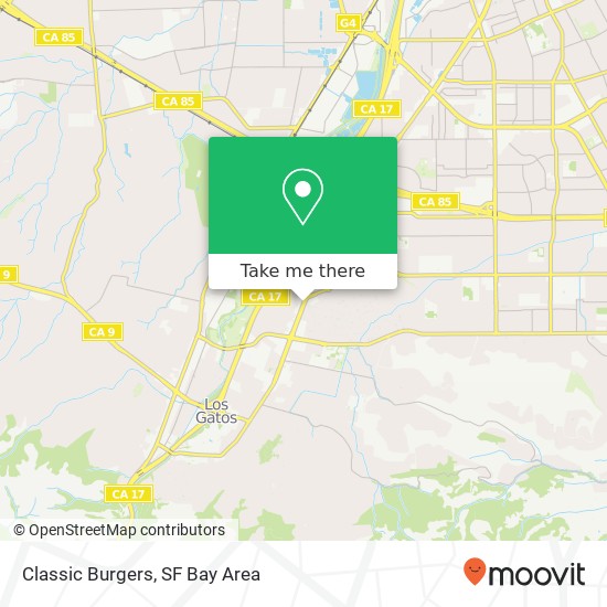 Mapa de Classic Burgers, 15737 Los Gatos Blvd Los Gatos, CA 95032