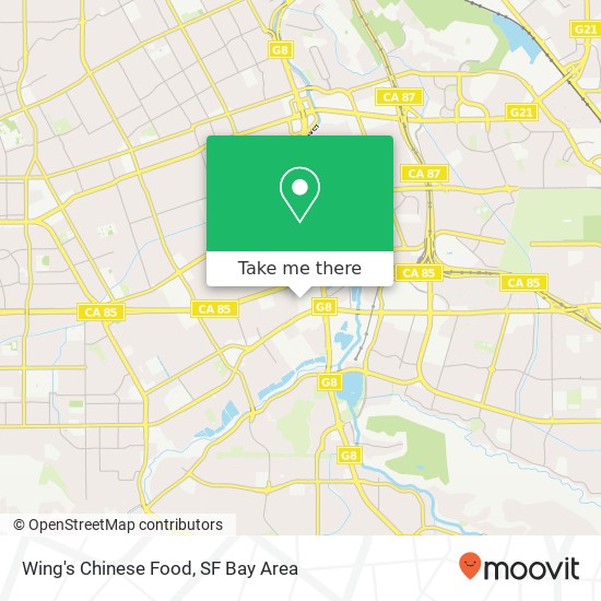 Mapa de Wing's Chinese Food, San Jose, CA 95118