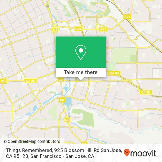 Mapa de Things Remembered, 925 Blossom Hill Rd San Jose, CA 95123