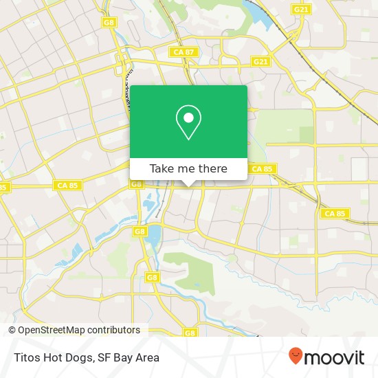 Mapa de Titos Hot Dogs, 932 Blossom Hill Rd San Jose, CA 95123