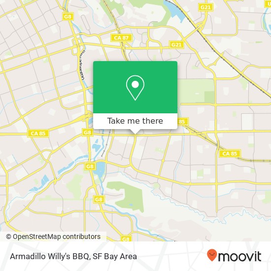 Mapa de Armadillo Willy's BBQ, 878 Blossom Hill Rd San Jose, CA 95123
