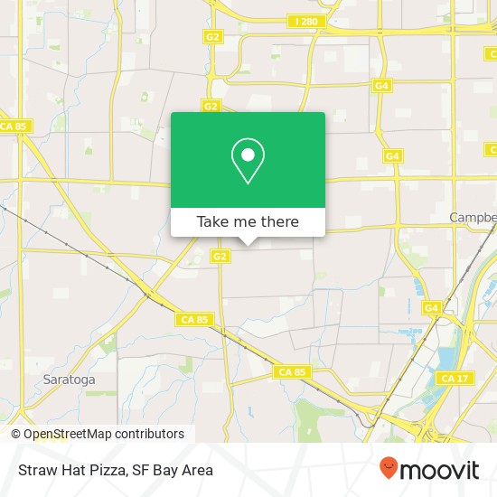 Mapa de Straw Hat Pizza, 4979 Bucknall Rd San Jose, CA 95130
