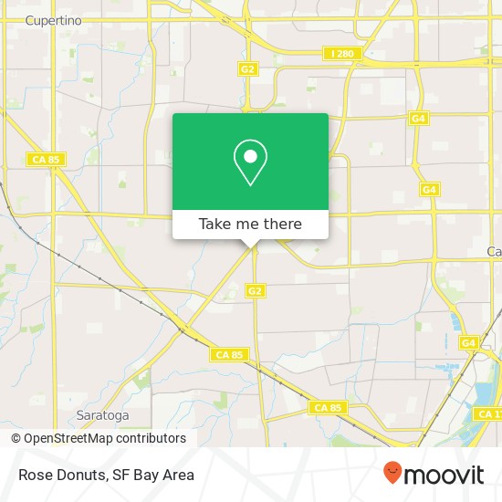Mapa de Rose Donuts, 1818 Saratoga Ave Saratoga, CA 95070