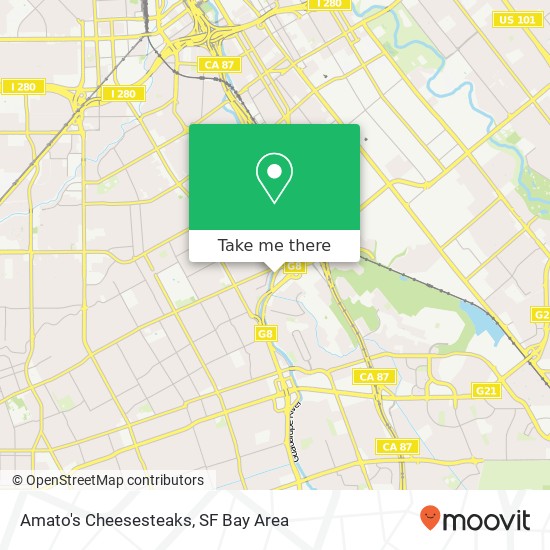 Mapa de Amato's Cheesesteaks, 2306 Almaden Rd San Jose, CA 95125