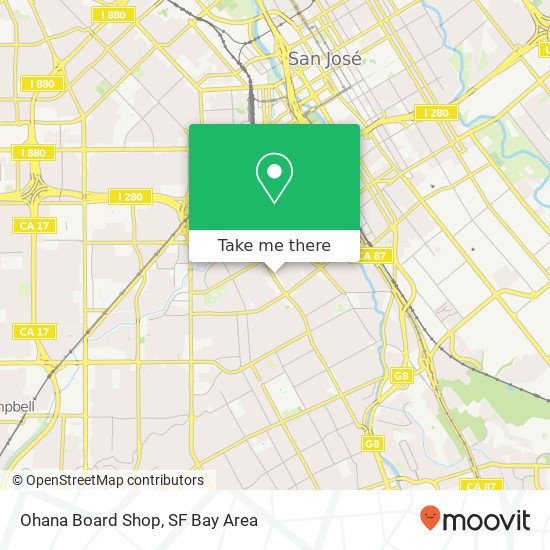 Mapa de Ohana Board Shop, 1228 Lincoln Ave San Jose, CA 95125