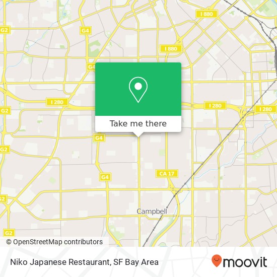 Mapa de Niko Japanese Restaurant, 1035 S Winchester Blvd San Jose, CA 95128