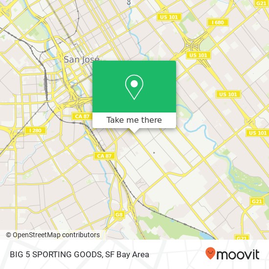 Mapa de BIG 5 SPORTING GOODS, 1472 Monterey Rd San Jose, CA 95110