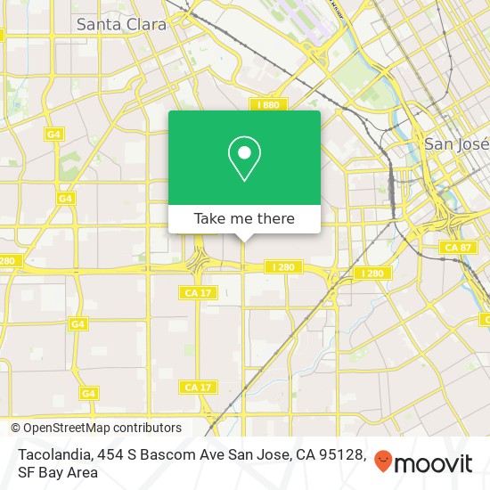 Mapa de Tacolandia, 454 S Bascom Ave San Jose, CA 95128