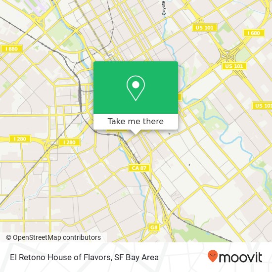 Mapa de El Retono House of Flavors, 300 Willow St San Jose, CA 95110