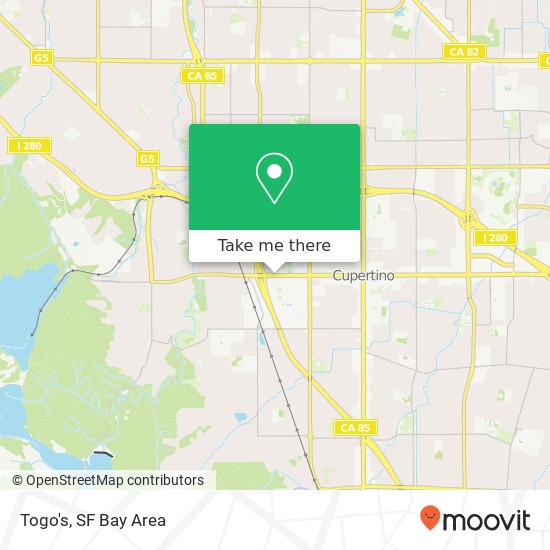 Mapa de Togo's, 21265 Stevens Creek Blvd Cupertino, CA 95014