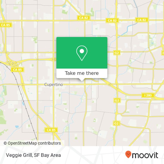 Mapa de Veggie Grill, 10101 N Wolfe Rd Cupertino, CA 95014