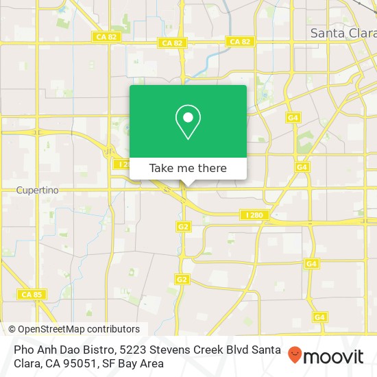 Mapa de Pho Anh Dao Bistro, 5223 Stevens Creek Blvd Santa Clara, CA 95051