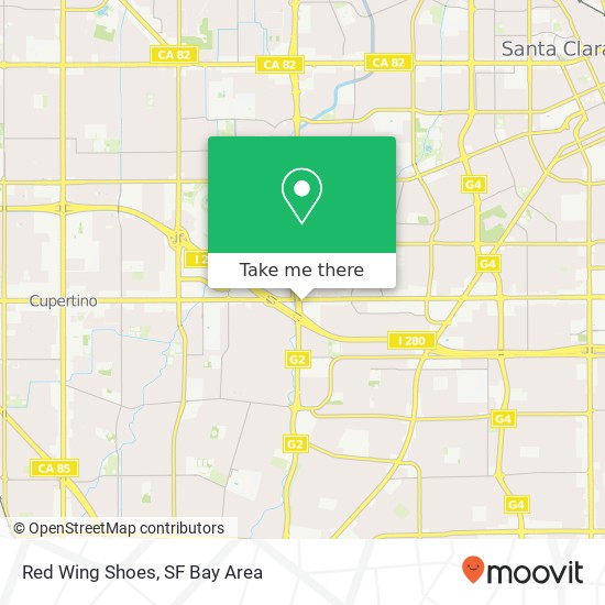 Mapa de Red Wing Shoes, 5192 Stevens Creek Blvd San Jose, CA 95129