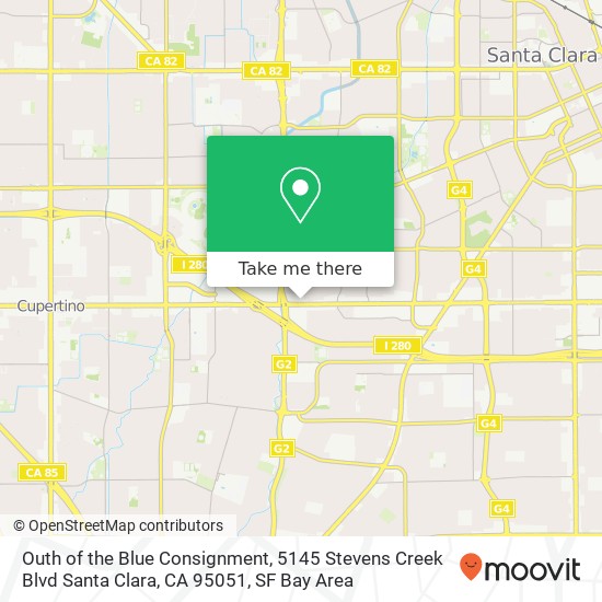 Mapa de Outh of the Blue Consignment, 5145 Stevens Creek Blvd Santa Clara, CA 95051