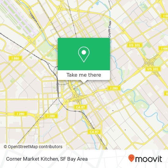 Mapa de Corner Market Kitchen, 301 S Market St San Jose, CA 95113