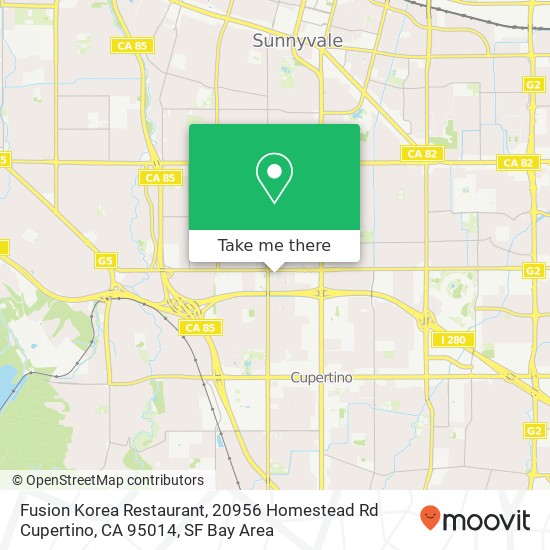 Mapa de Fusion Korea Restaurant, 20956 Homestead Rd Cupertino, CA 95014