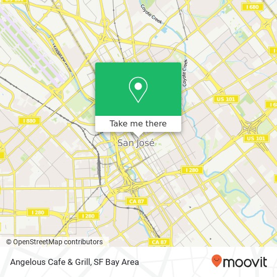 Mapa de Angelous Cafe & Grill, 21 N 2nd St San Jose, CA 95113