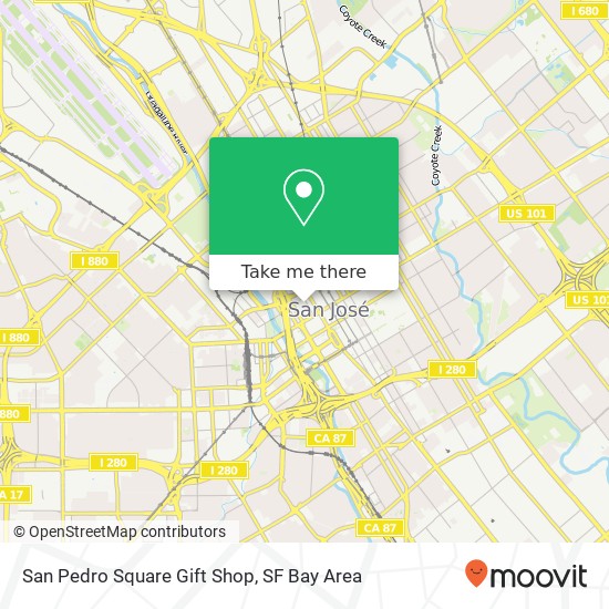 Mapa de San Pedro Square Gift Shop, 87 N San Pedro St San Jose, CA 95110