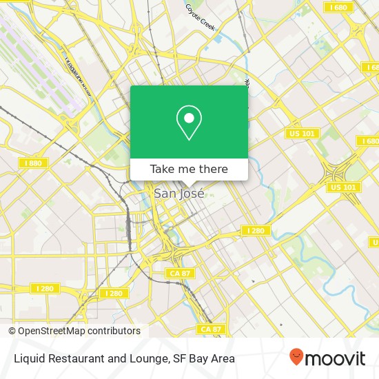 Mapa de Liquid Restaurant and Lounge, 32 S 3rd St San Jose, CA 95113